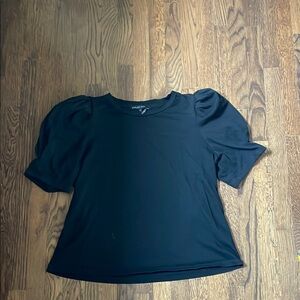 English Factory black puff sleeve Women's Black tee top, size L